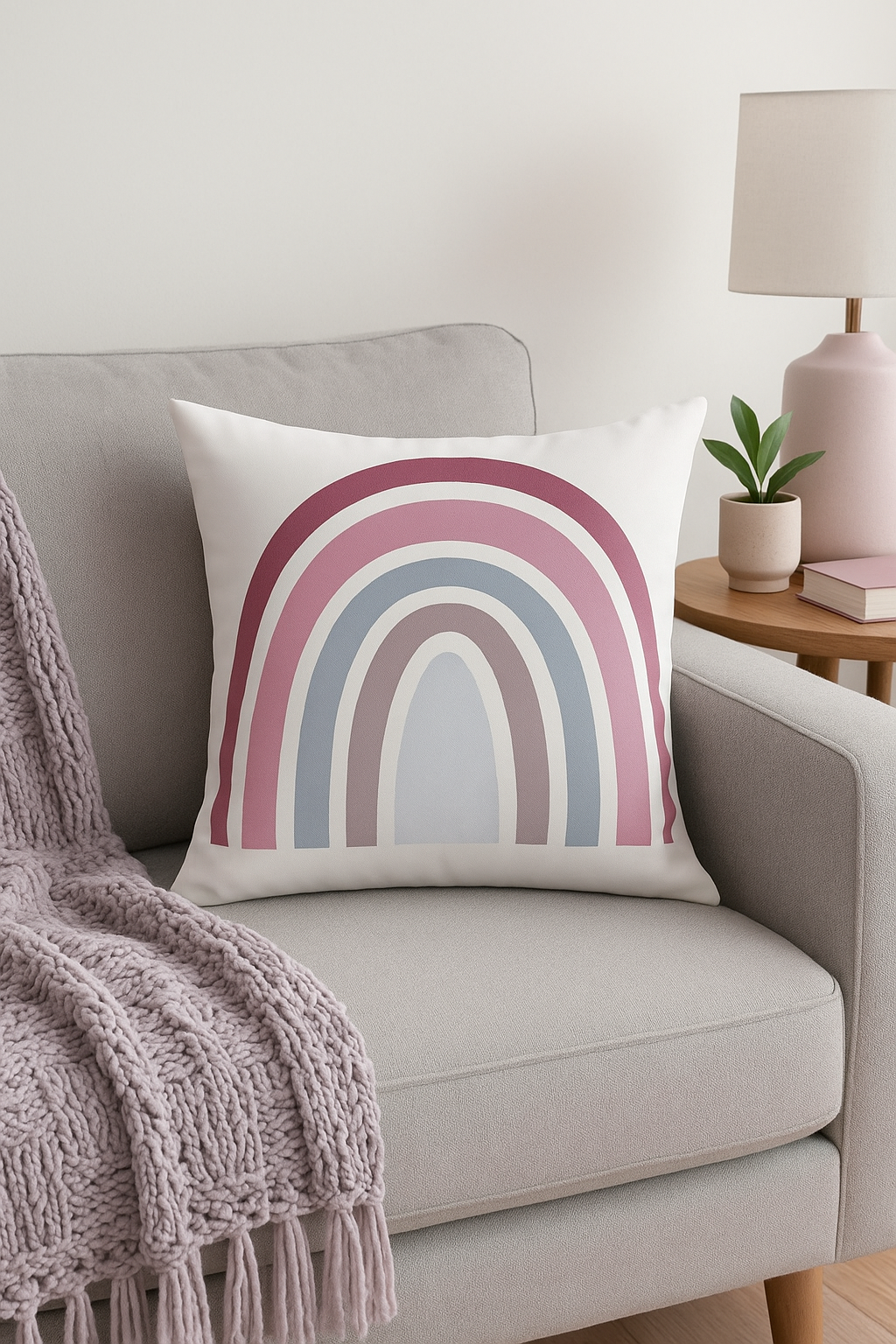 housse de coussin décorative imprimé arc-en-ciel géométrique cartoon
