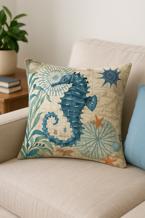 housse de coussin décorative tortue marine design élégant
