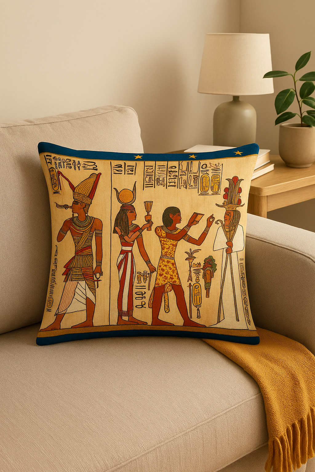 housse de coussin égyptienne décoration pour canapé et salon