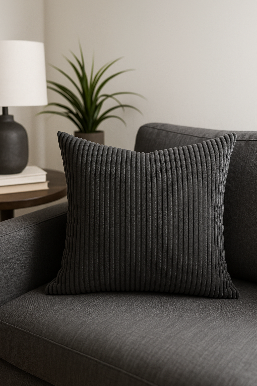 housse de coussin en velours côtelé à rayures multicolores