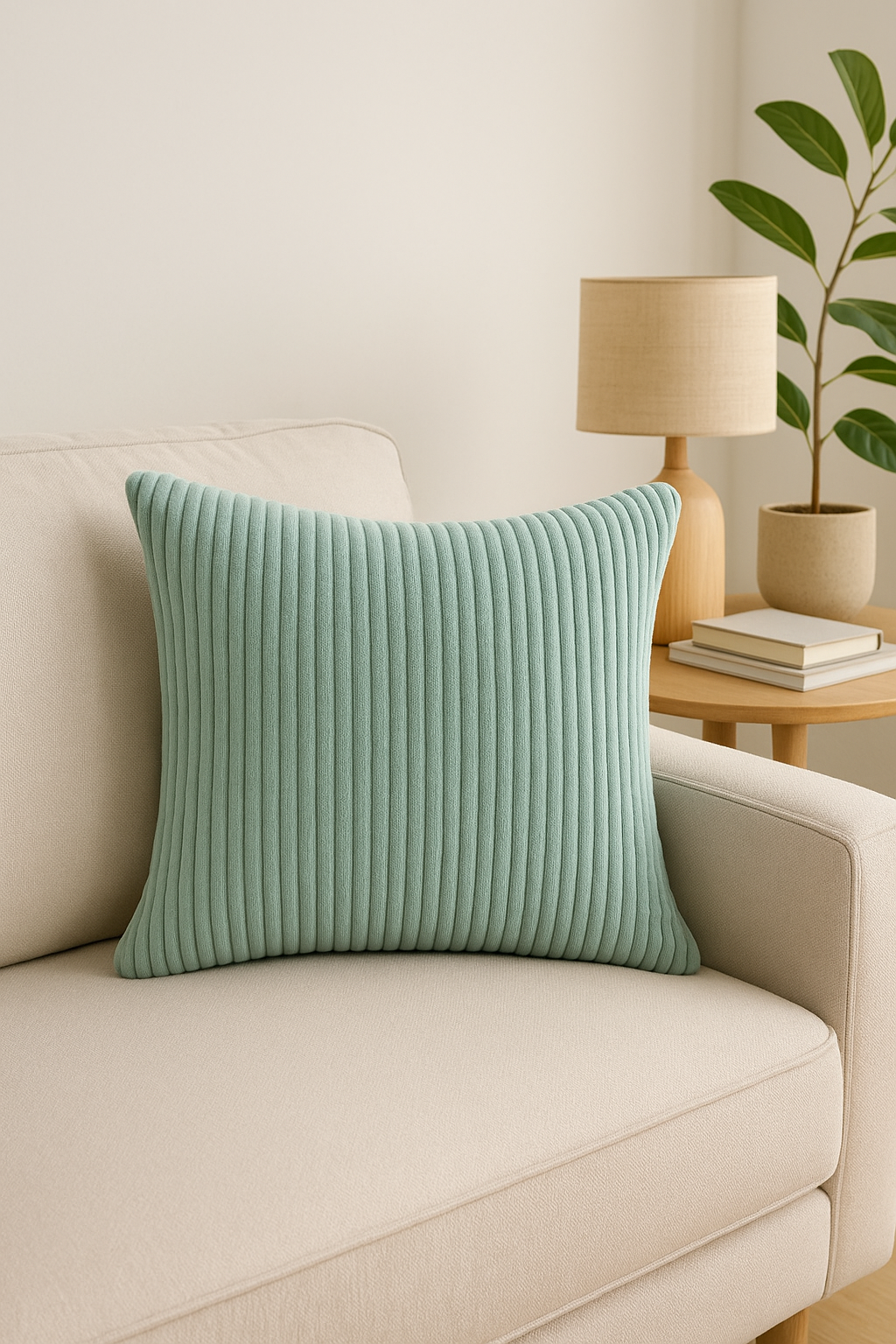 housse de coussin en velours côtelé rayé classique 45 50 60 cm - vue 3 sur 2