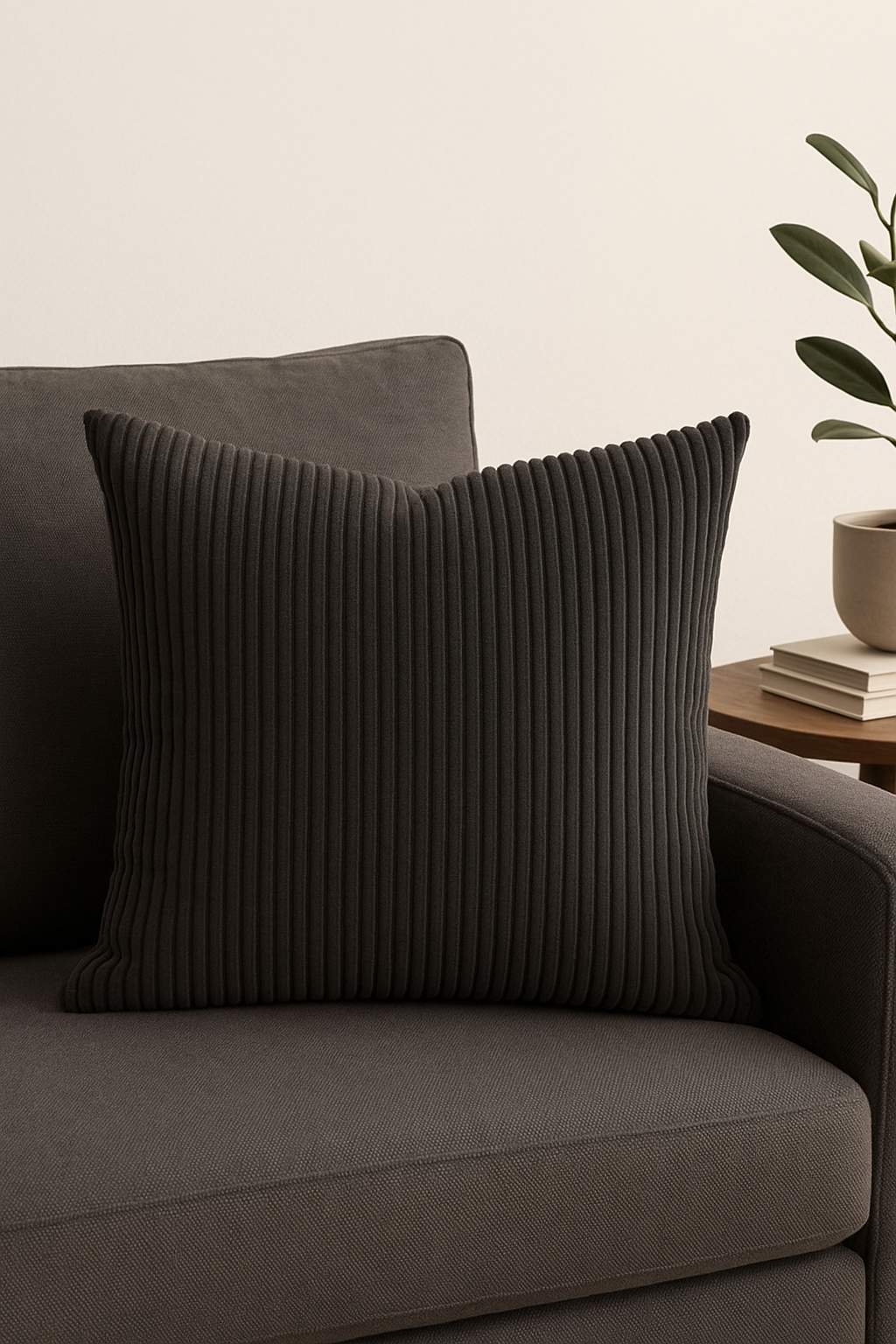 housse de coussin en velours côtelé rayé classique et simple