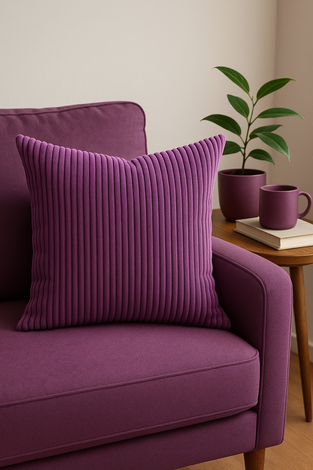 housse de coussin en velours côtelé rayé pour canapé-lit - vue 3 sur 2