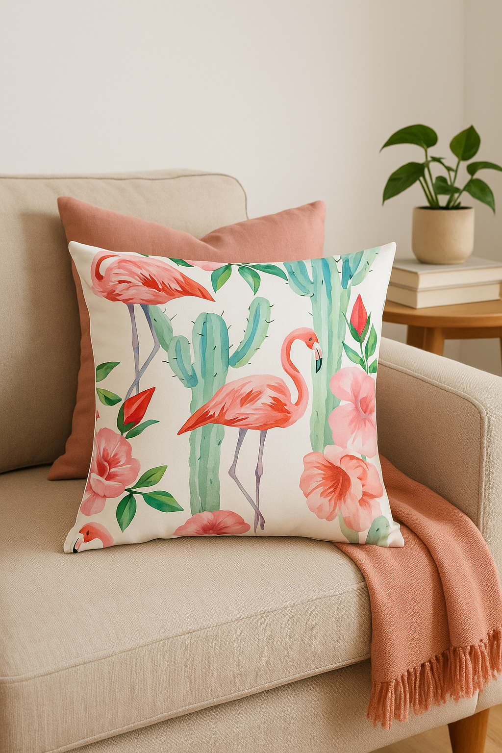 housse de coussin flamant rose tropical 45 cm pour décor créatif