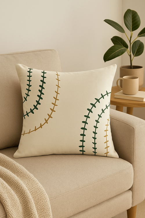 housse de coussin floral vert abstrait pour décoration intérieure