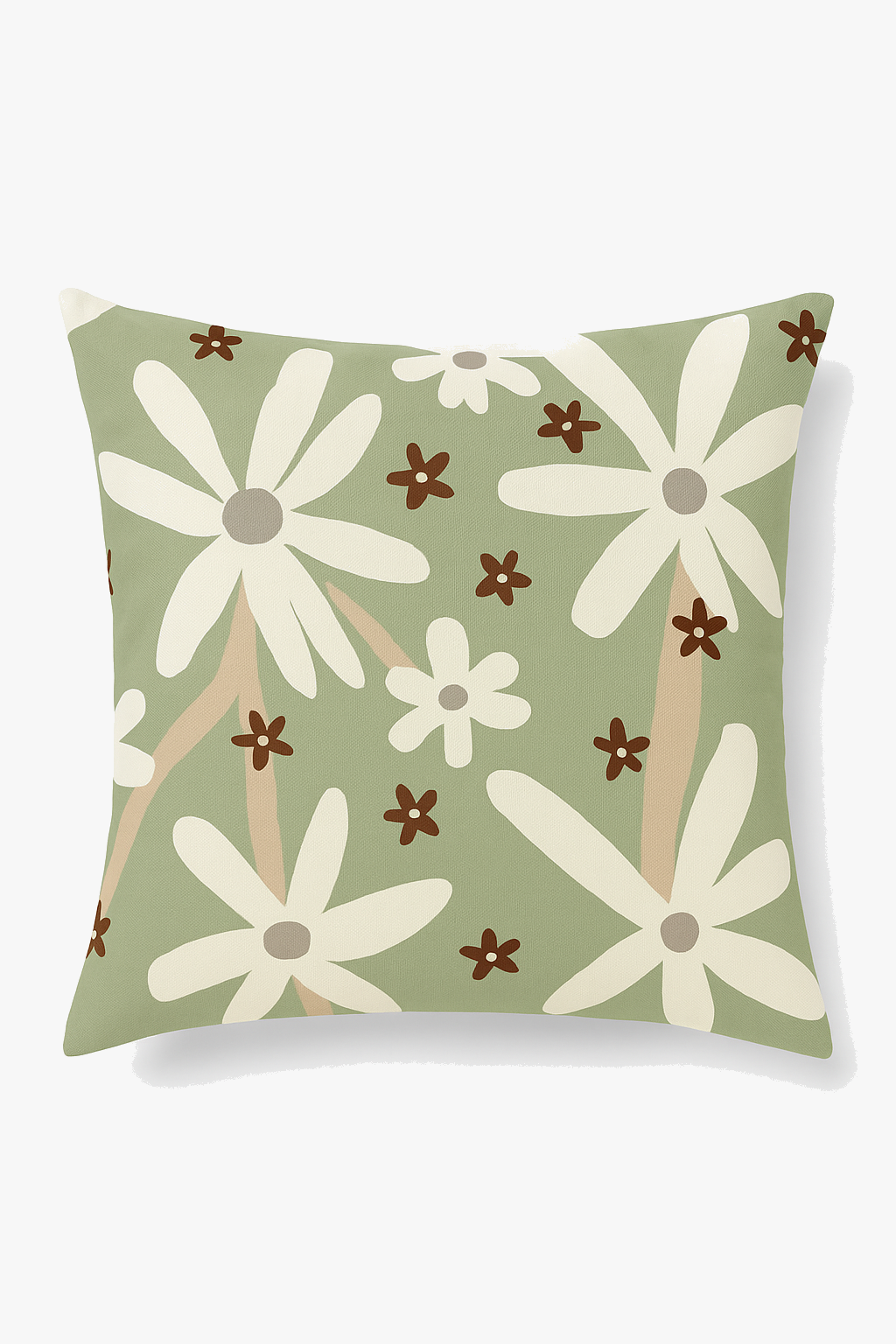 housse de coussin floral vert style abstrait imprimé sur une seule face