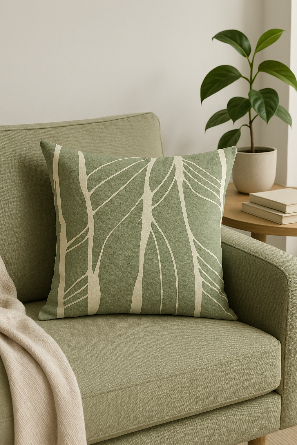 housse de coussin floral vert style abstrait imprimé sur une seule face