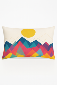 housse de coussin géométrique arc-en-ciel et imprimé végétal