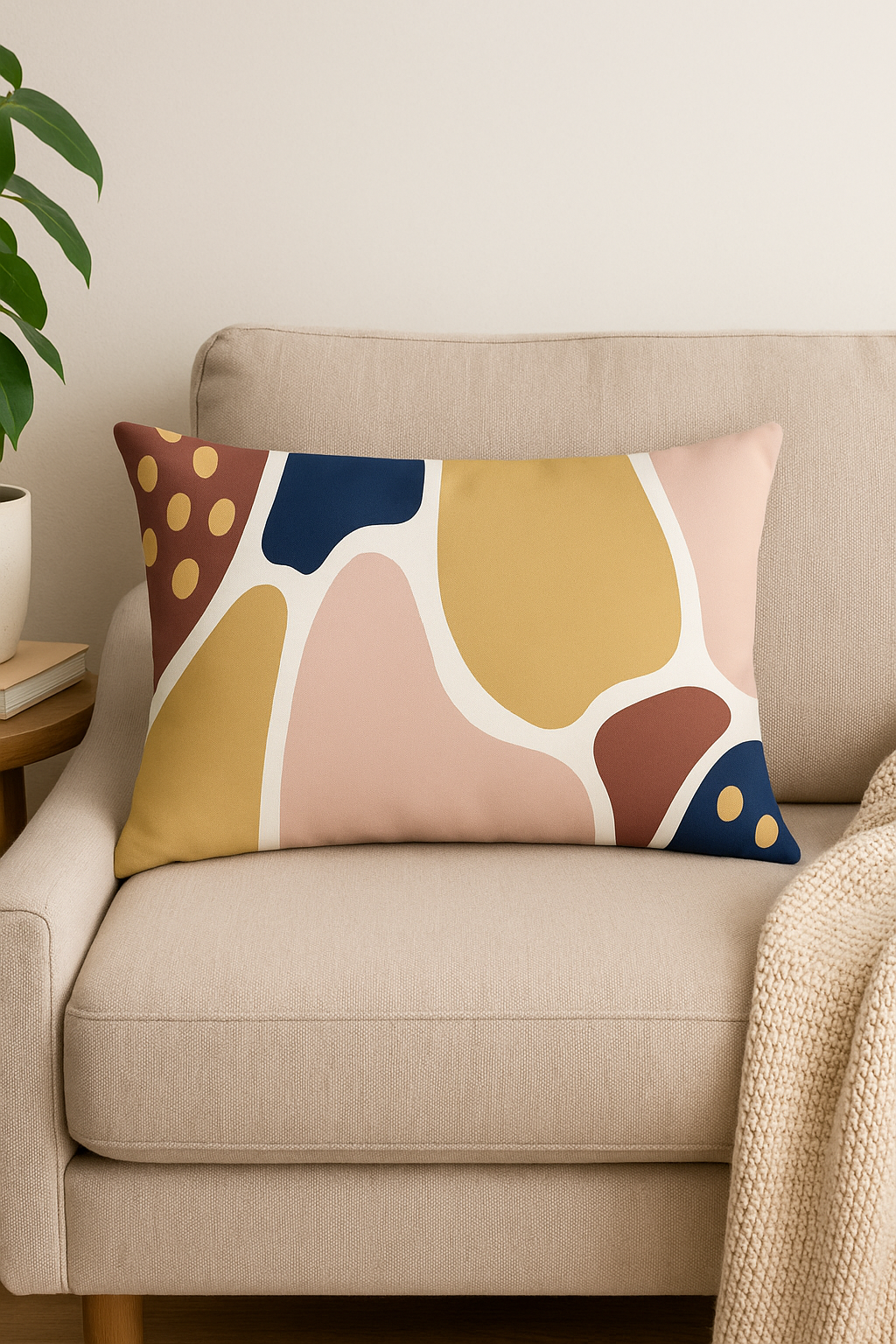 housse de coussin géométrique arc-en-ciel et végétal décoratif