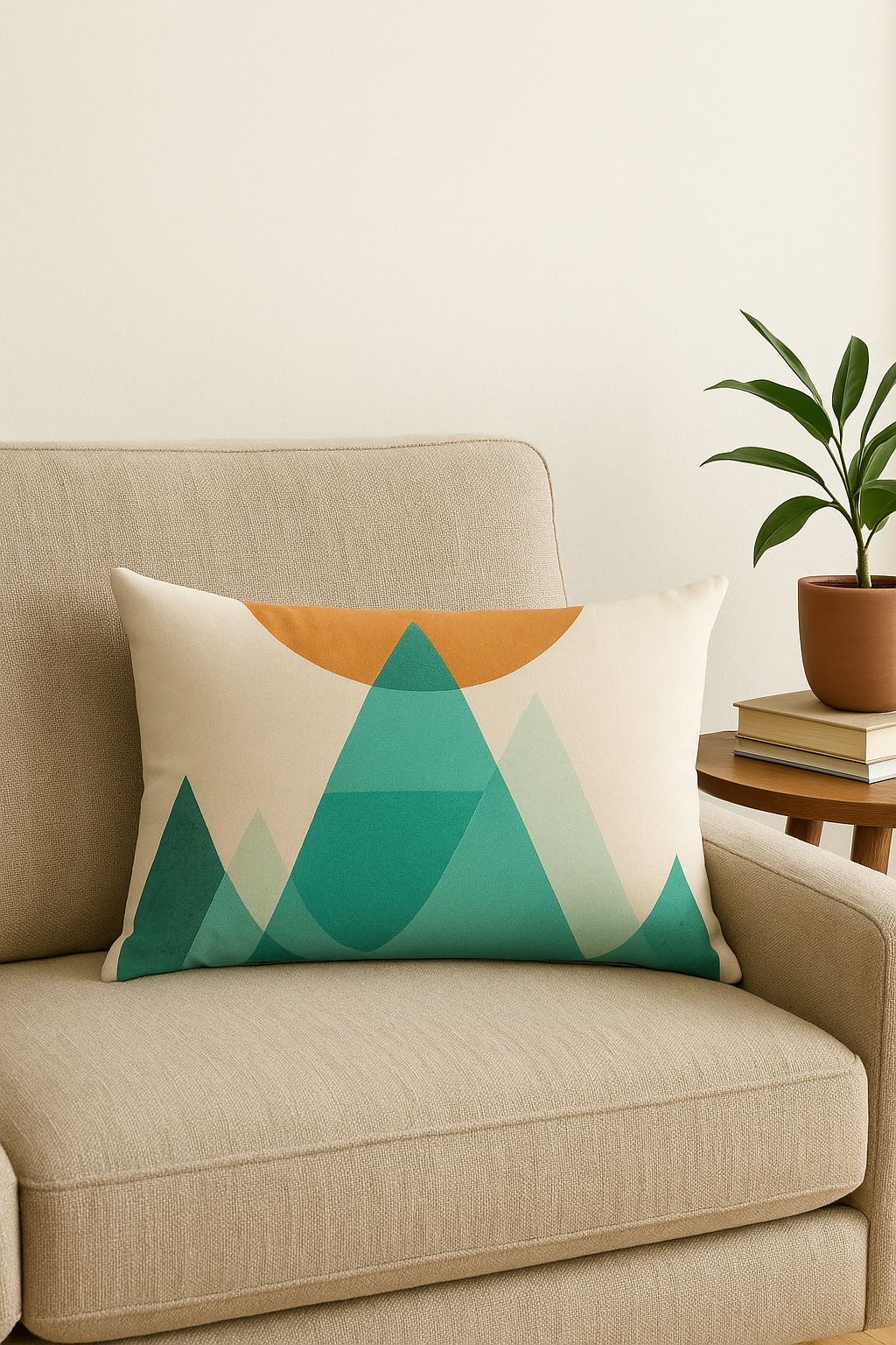 housse de coussin géométrique arc-en-ciel et végétal décoratif