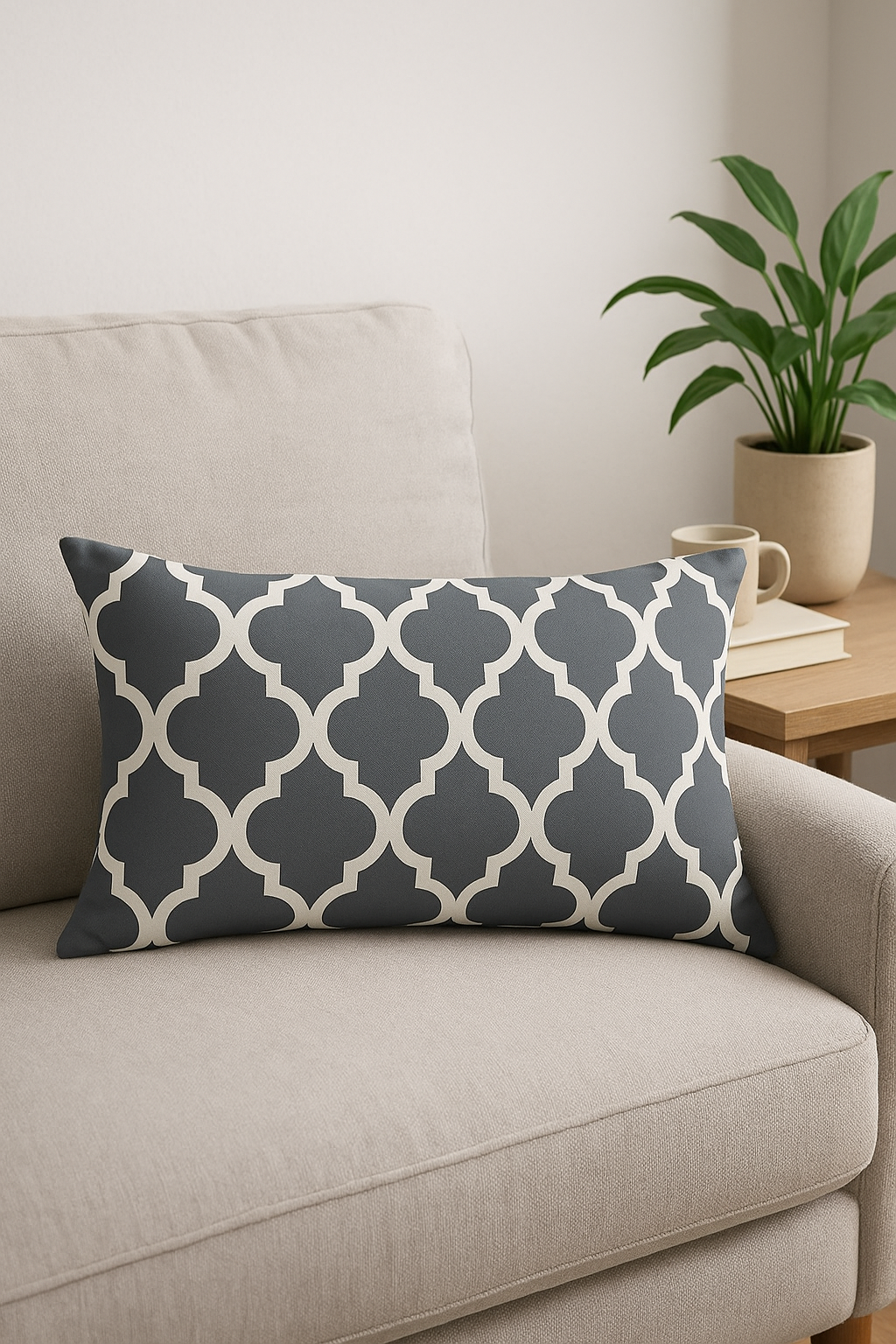 housse de coussin géométrique gris rectangulaire décorative moderne