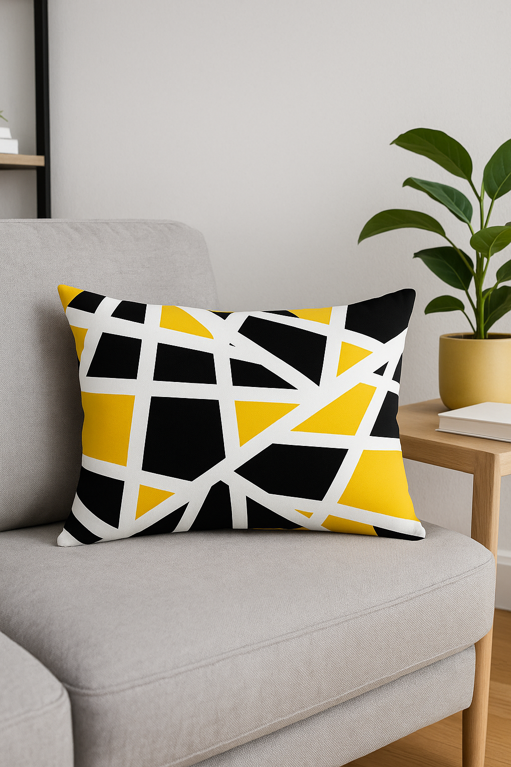 housse de coussin géométrique jaune pour décoration intérieure - vue 3 sur 2