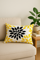 housse de coussin géométrique jaune pour décoration intérieure