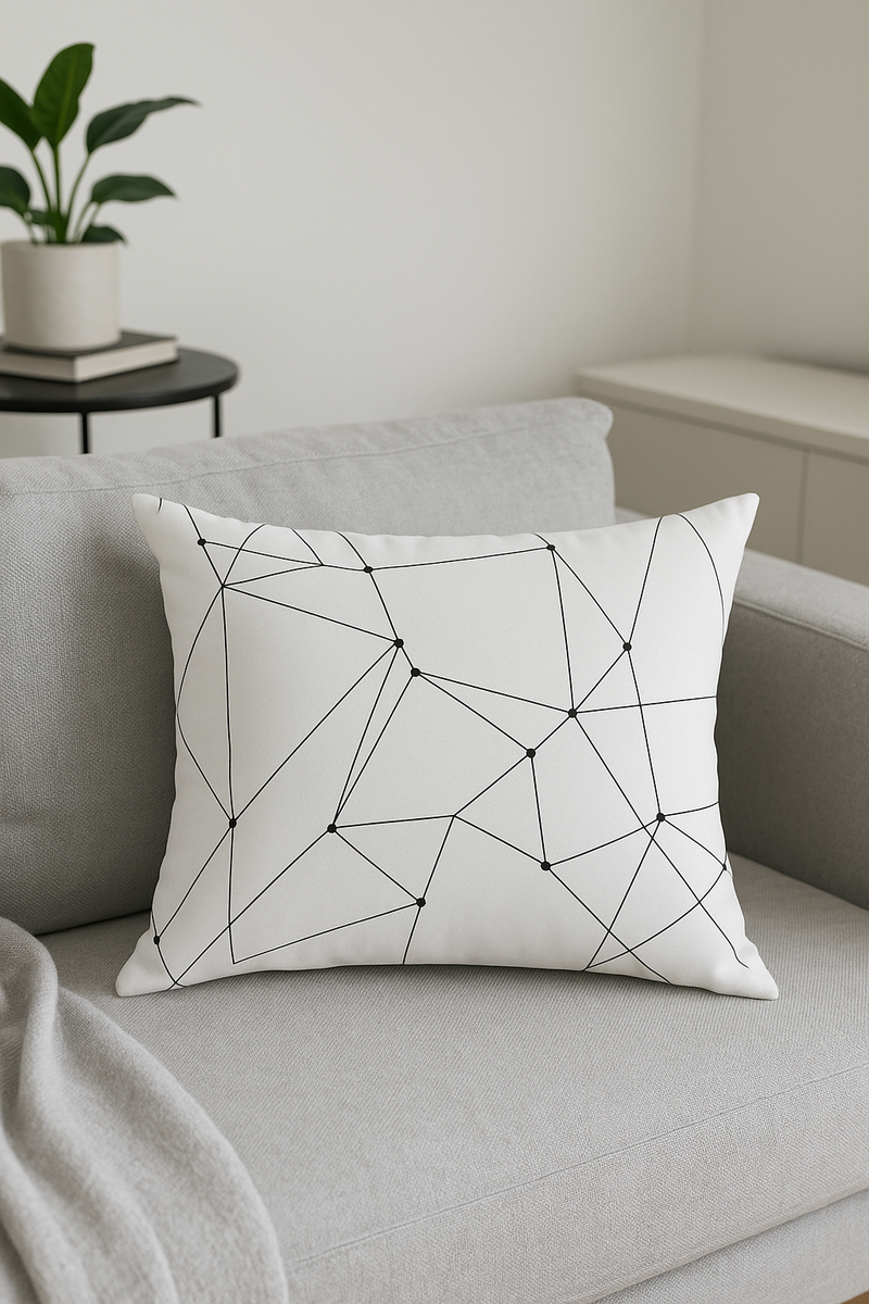 housse de coussin géométrique marbrée noir et blanc 30 x 50 cm