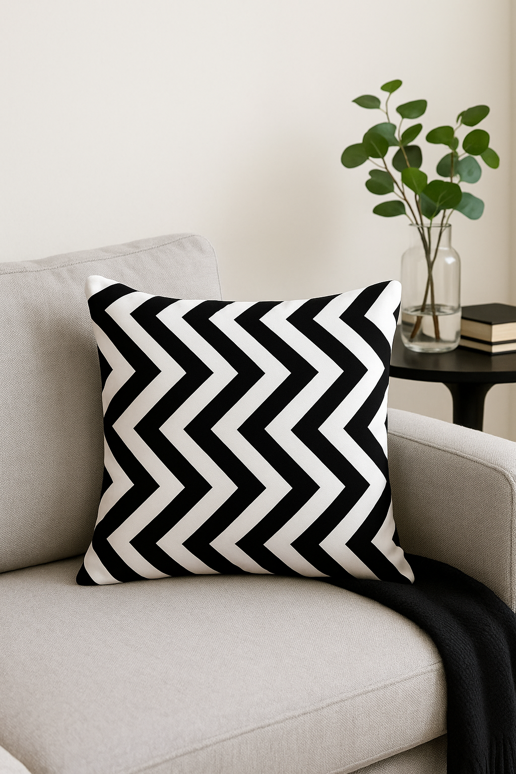 housse de coussin géométrique noir et blanc moderne