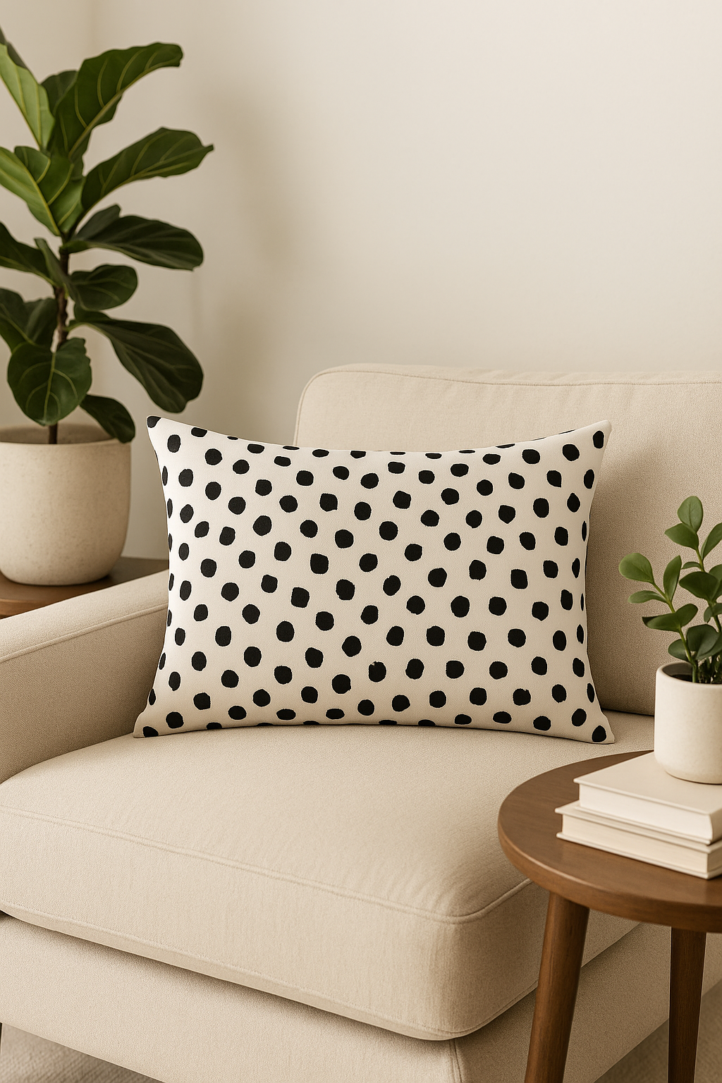 housse de coussin géométrique noir et blanc pour canapé - vue 3 sur 2