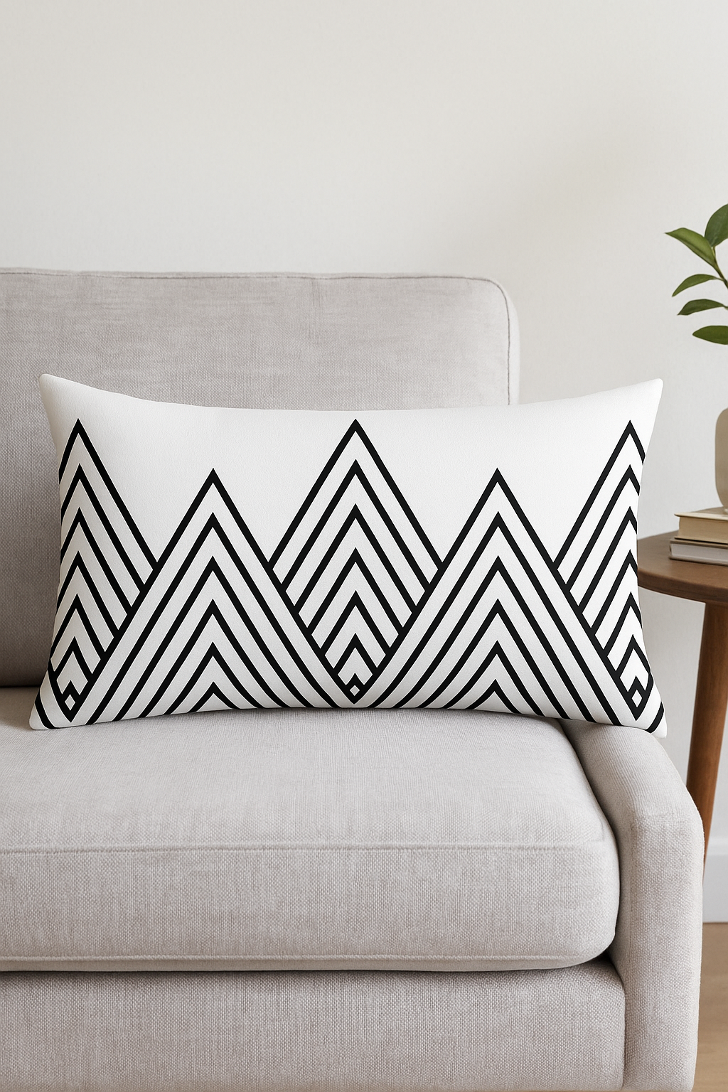 housse de coussin géométrique noir et blanc pour canapé