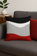 housse de coussin géométrique noire et rouge décorative