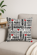 housse de coussin géométrique noire et rouge design moderne