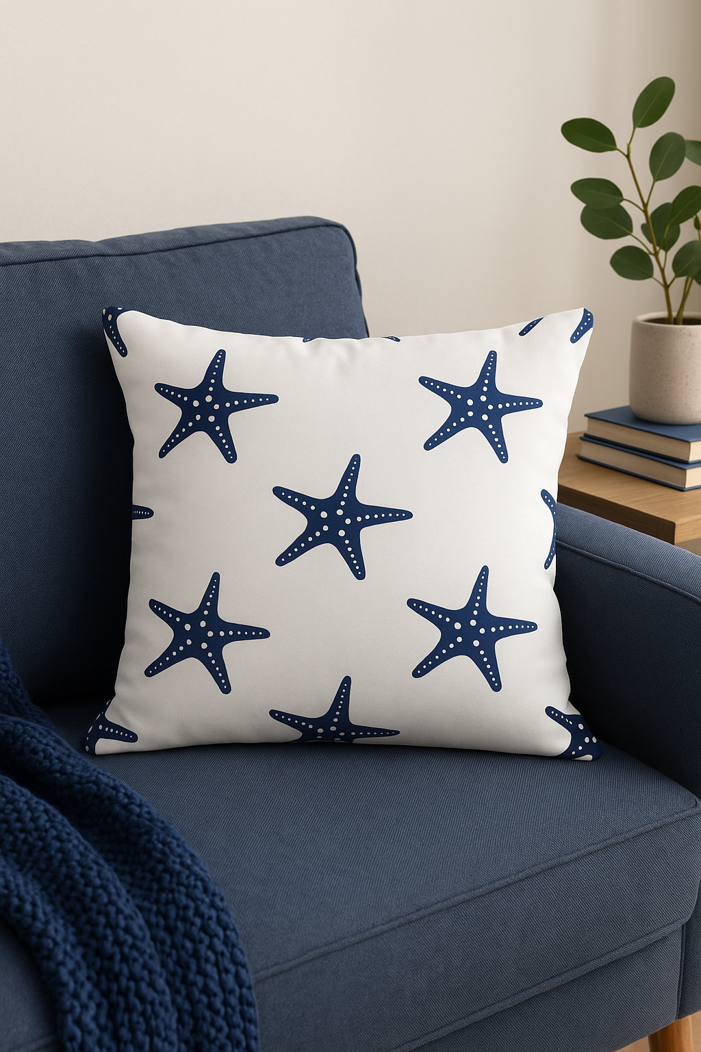 housse de coussin géométrique nordique bleu marine élégante moderne