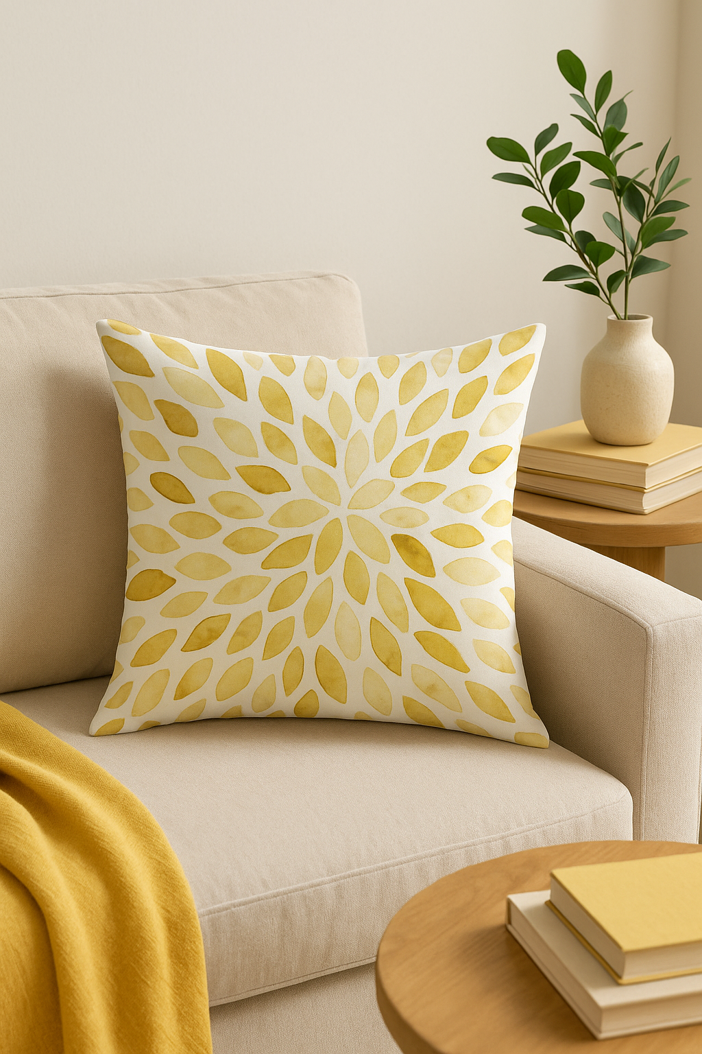 housse de coussin jaune carrée pour décoration intérieure - vue 3 sur 2