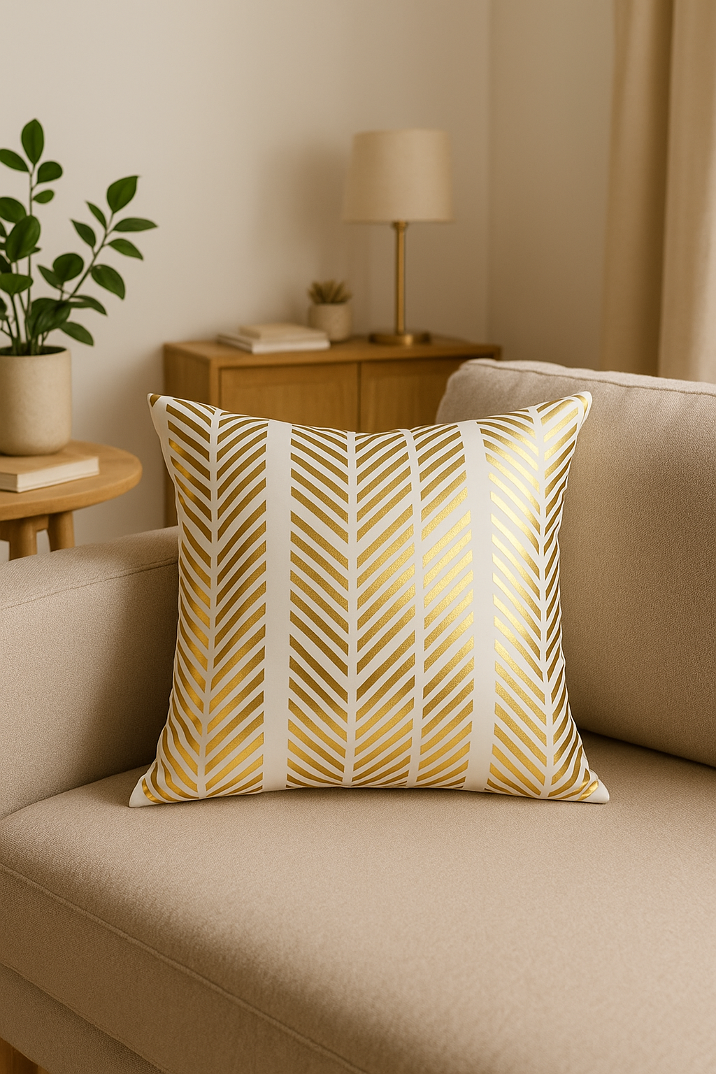 housse de coussin moderne motif géométrique feuilles vertes