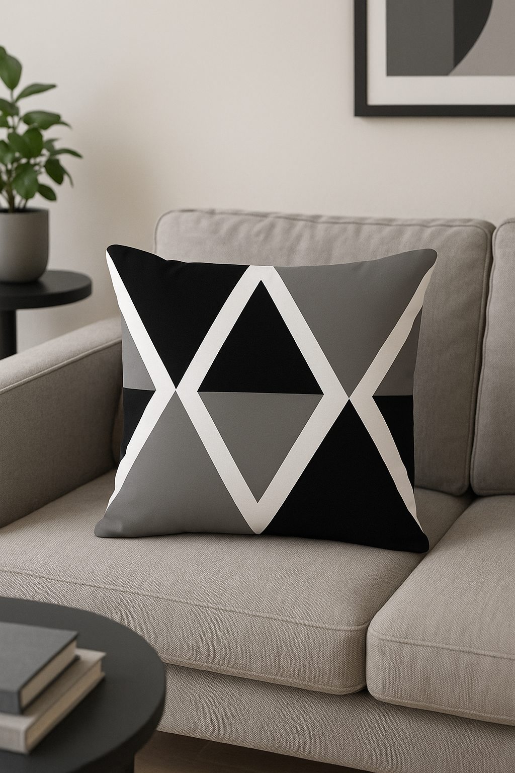 housse de coussin moderne noir et blanc géométrique décoratif