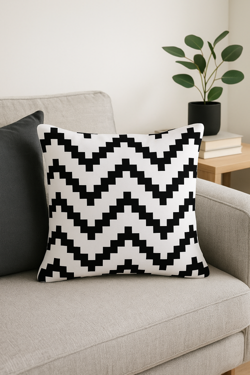 housse de coussin moderne noir et blanc géométrique décorative