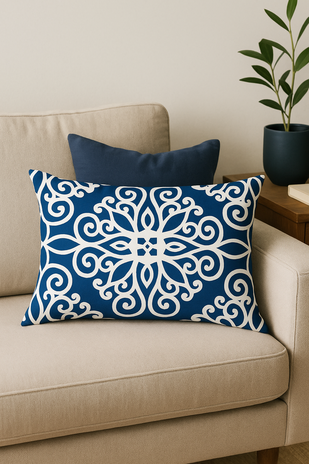 housse de coussin motif animaux marins bleus 30 x 50 cm - vue 3 sur 2