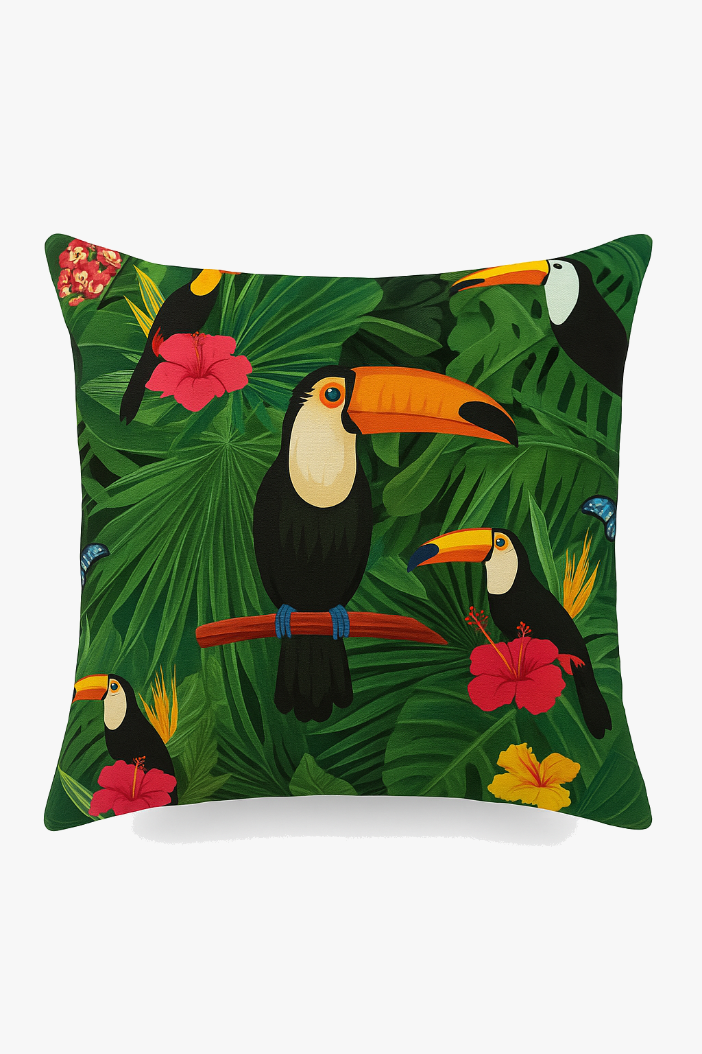 housse de coussin motif cactus monstera et plantes tropicales