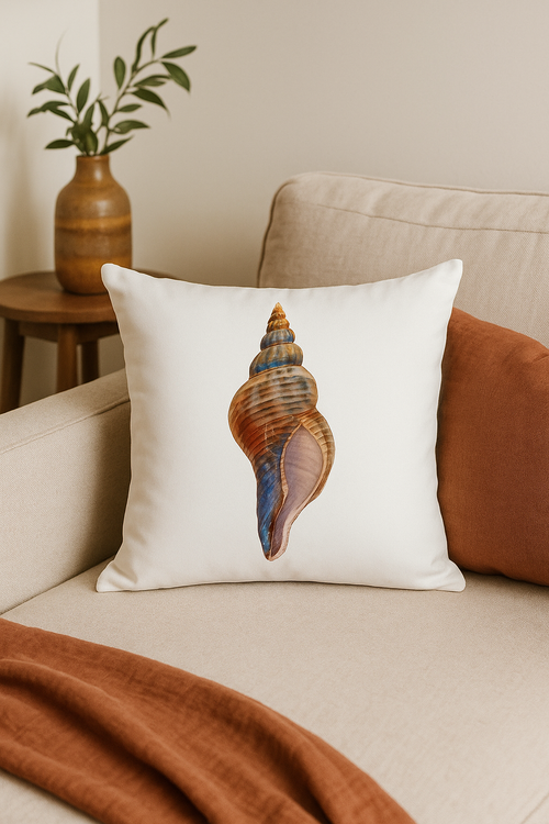 housse de coussin motif coquillage pour décoration marine