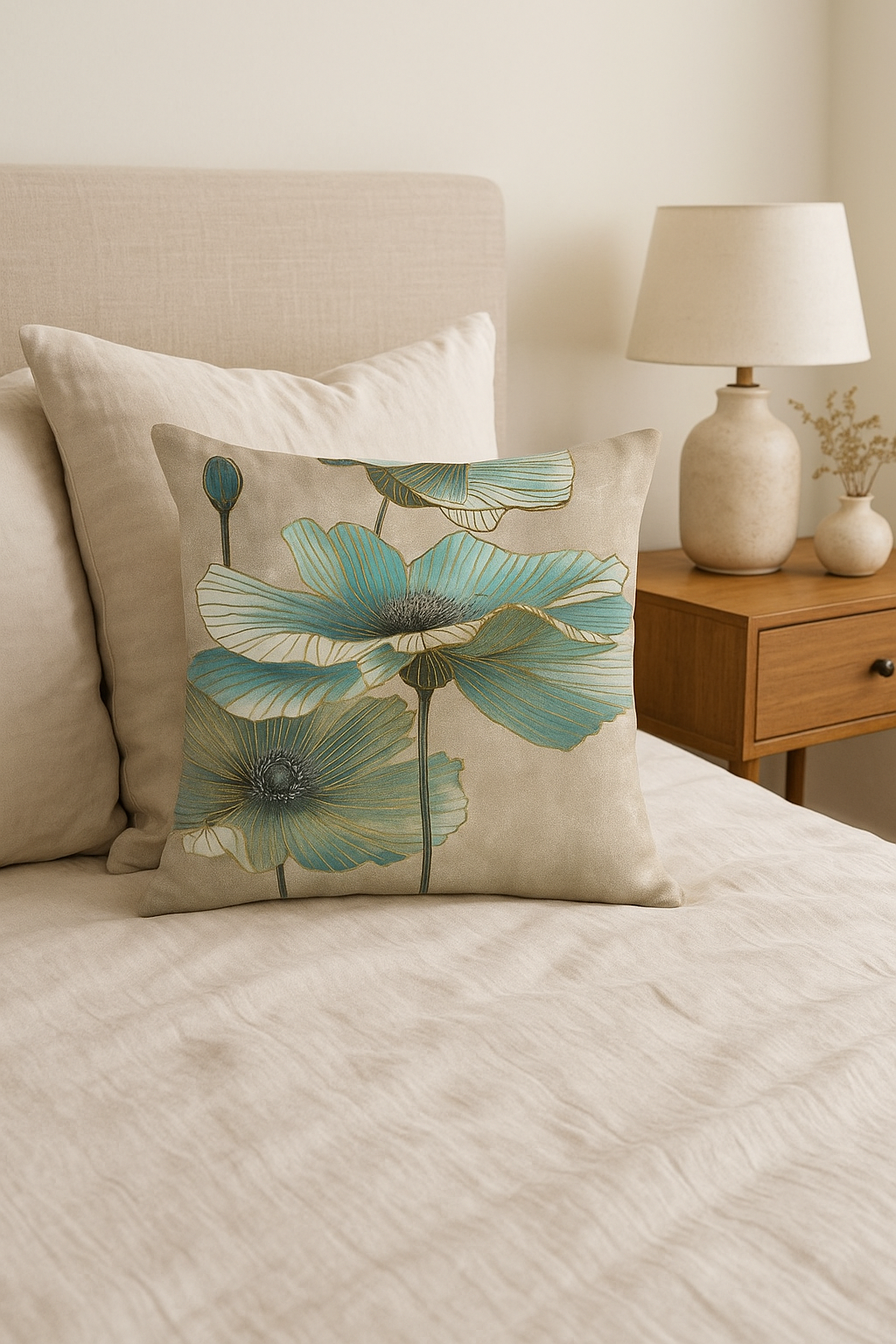 housse de coussin motif floral ginkgo pour décoration intérieure