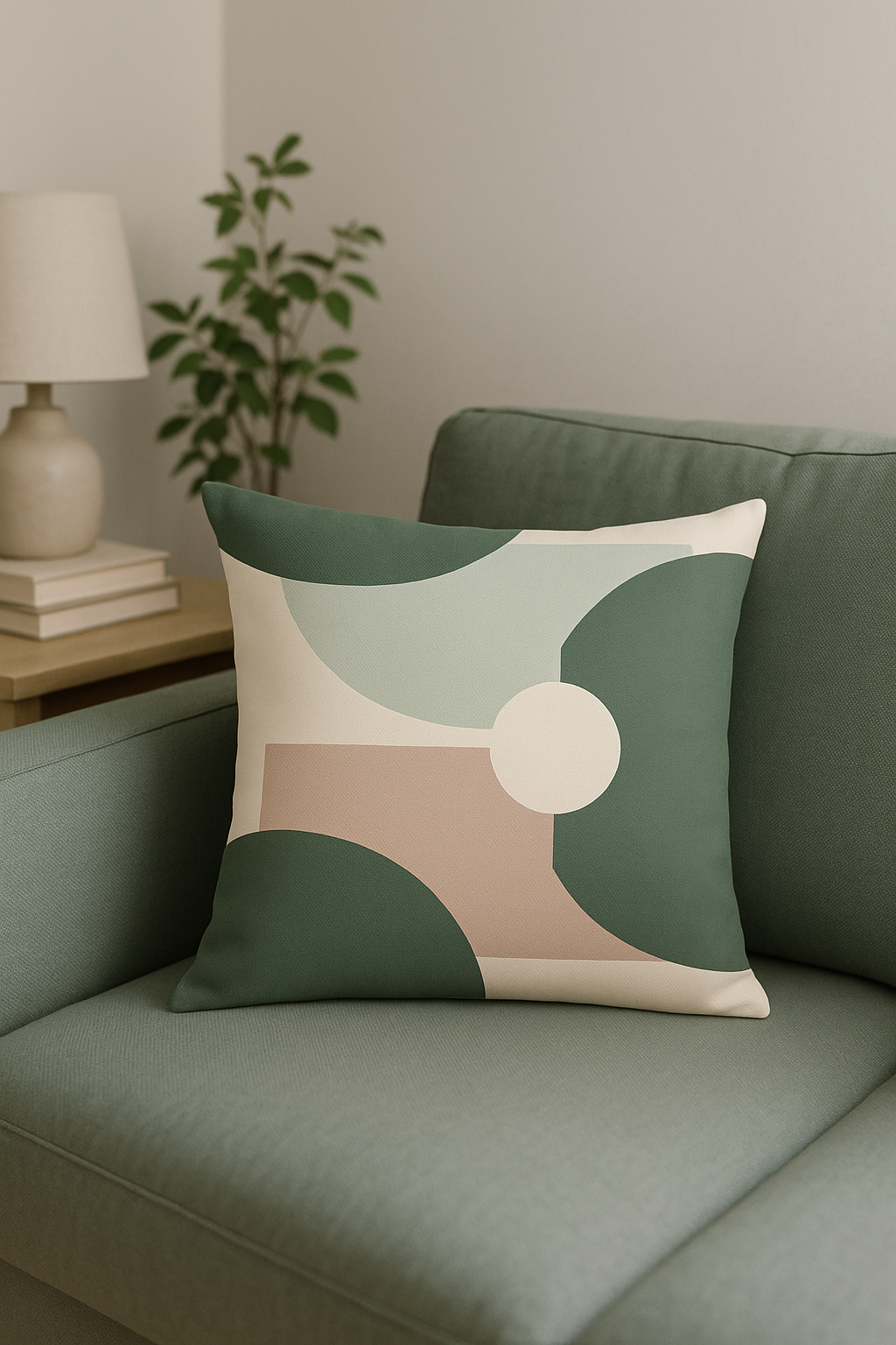 housse de coussin motif floral vert style abstrait - vue 3 sur 2