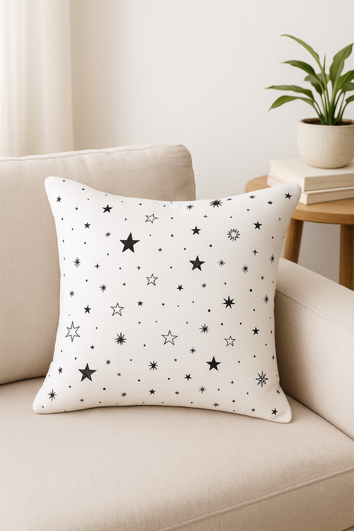 housse de coussin noire et blanche design géométrique moderne