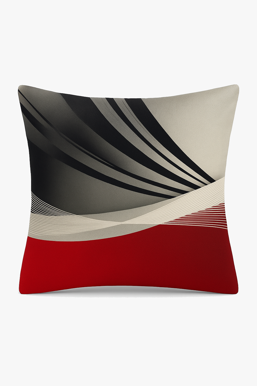 housse de coussin noire et rouge motif géométrique élégant