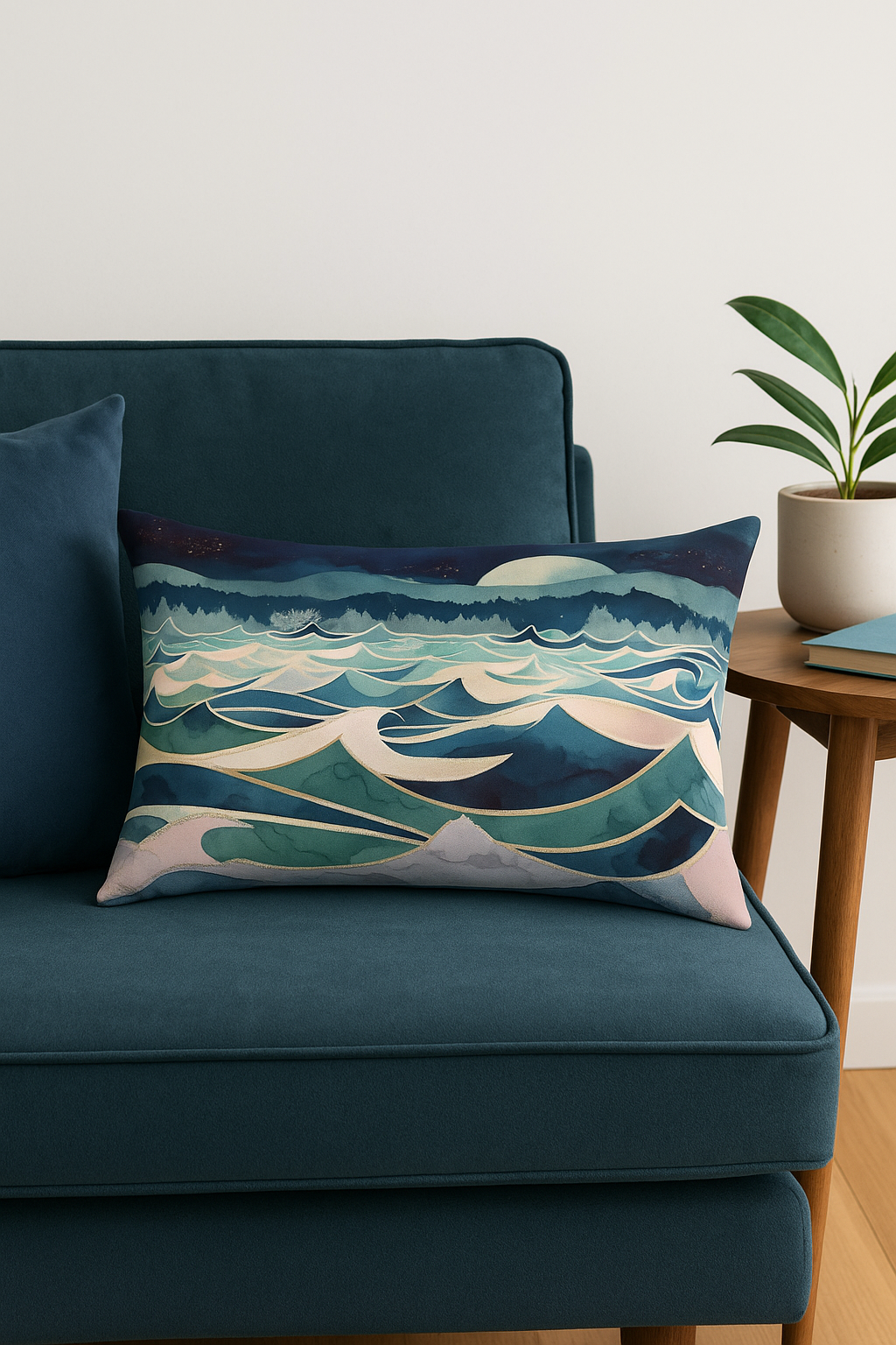 housse de coussin rectangulaire en polyester rayures aquarelle chinoises - vue 3 sur 2