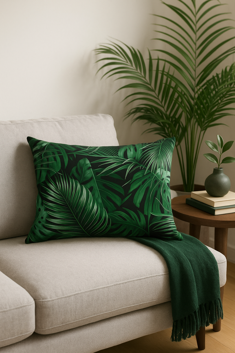 housse de coussin rectangulaire motif fleurs tropicales 30x50 cm