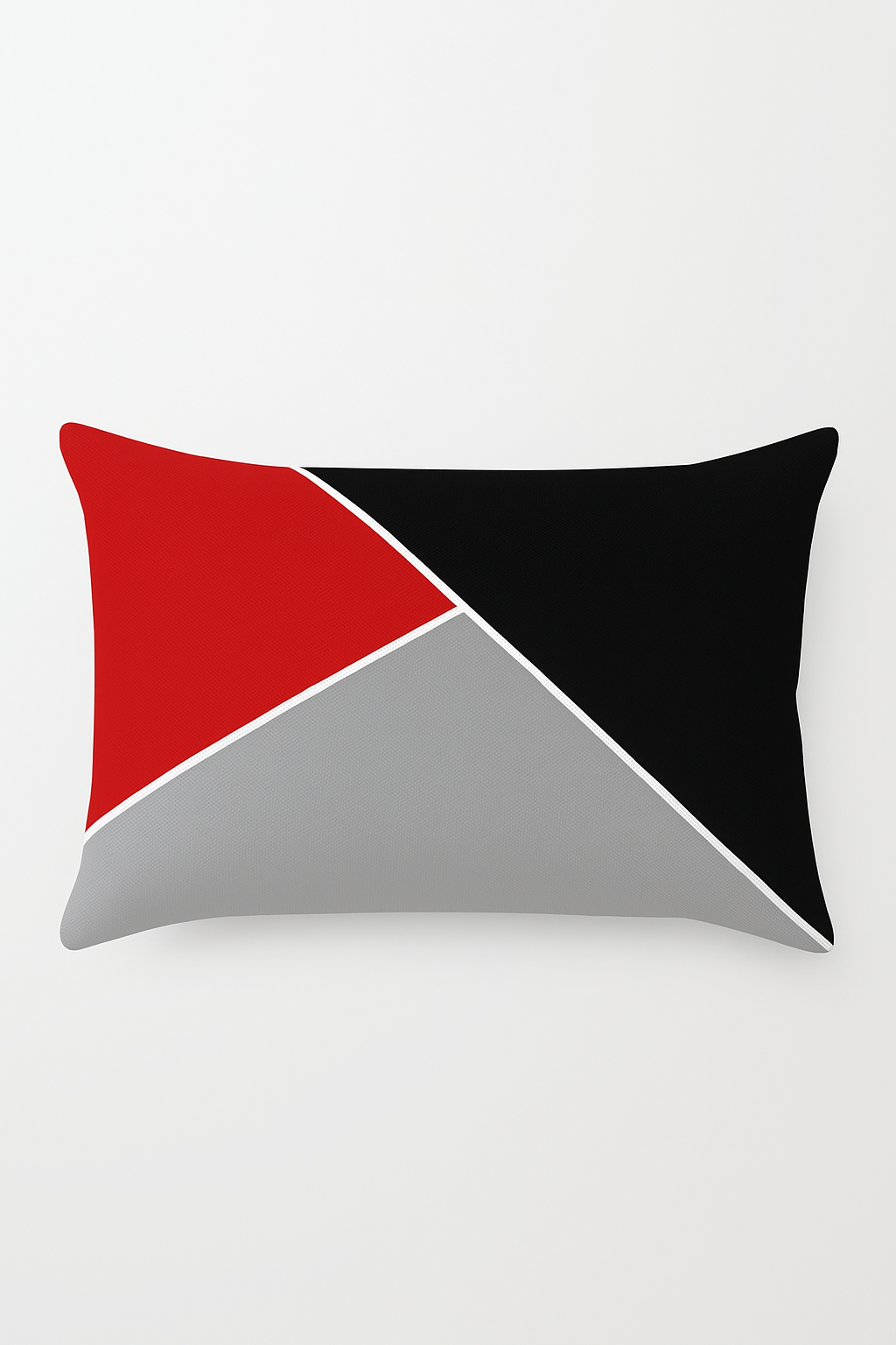 housse de coussin rectangulaire motif géométrique jaune et rouge