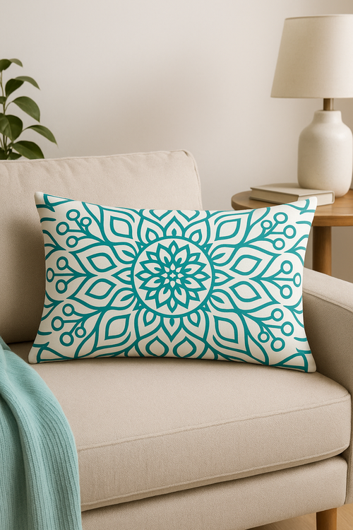 housse de coussin rectangulaire motif mandala géométrique 30 x 50 cm