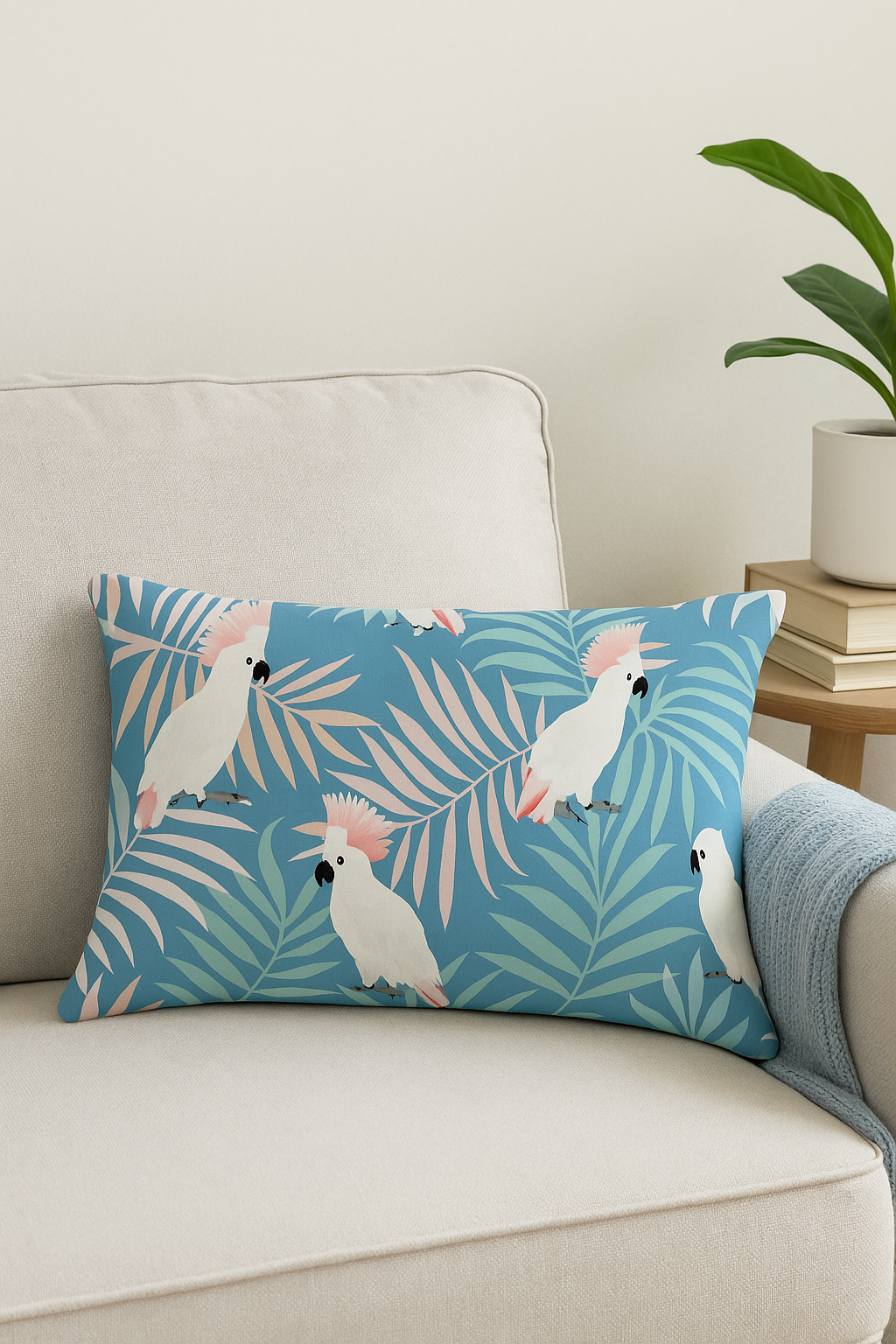 housse de coussin rectangulaire motif tropical vert 30 x 50 cm