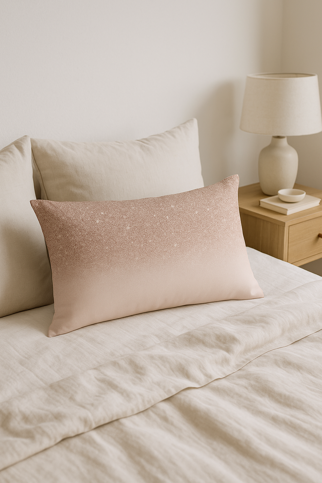 housse de coussin rose à motif géométrique tendance décoration intérieure