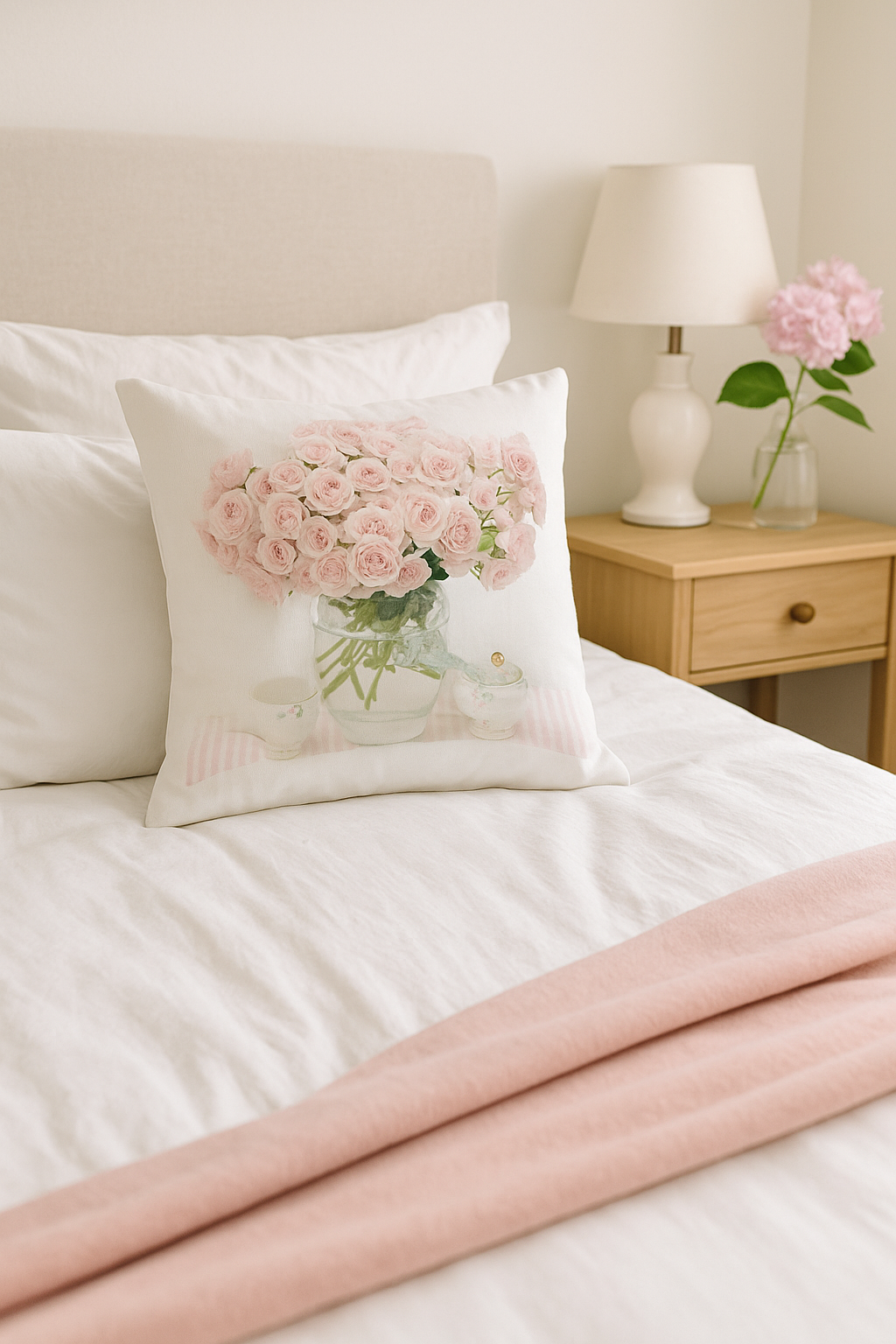 housse de coussin rose style nordique pour déco élégante