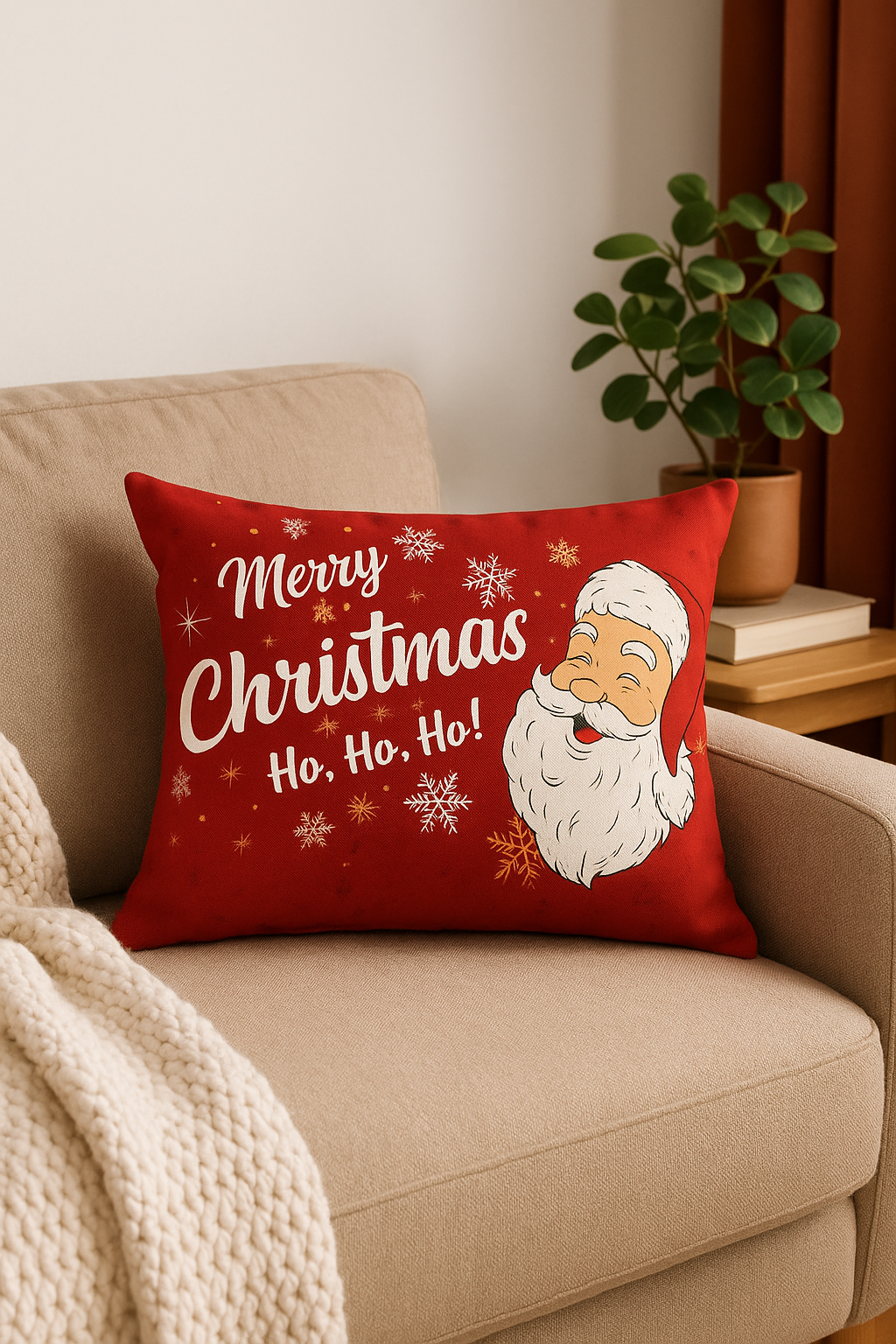 housse de coussin rouge de Noël pour décoration intérieure - vue 3 sur 2