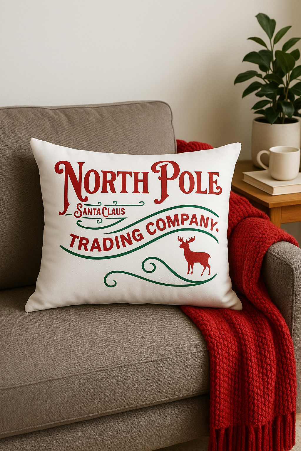 housse de coussin rouge de Noël pour décoration intérieure - vue 3 sur 2