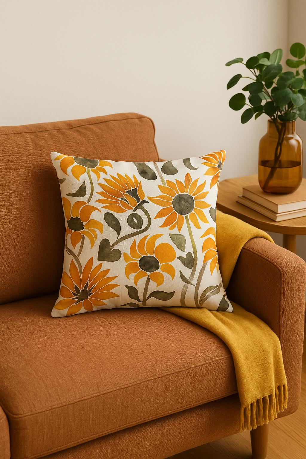 housse de coussin tournesol décoratif pour été
