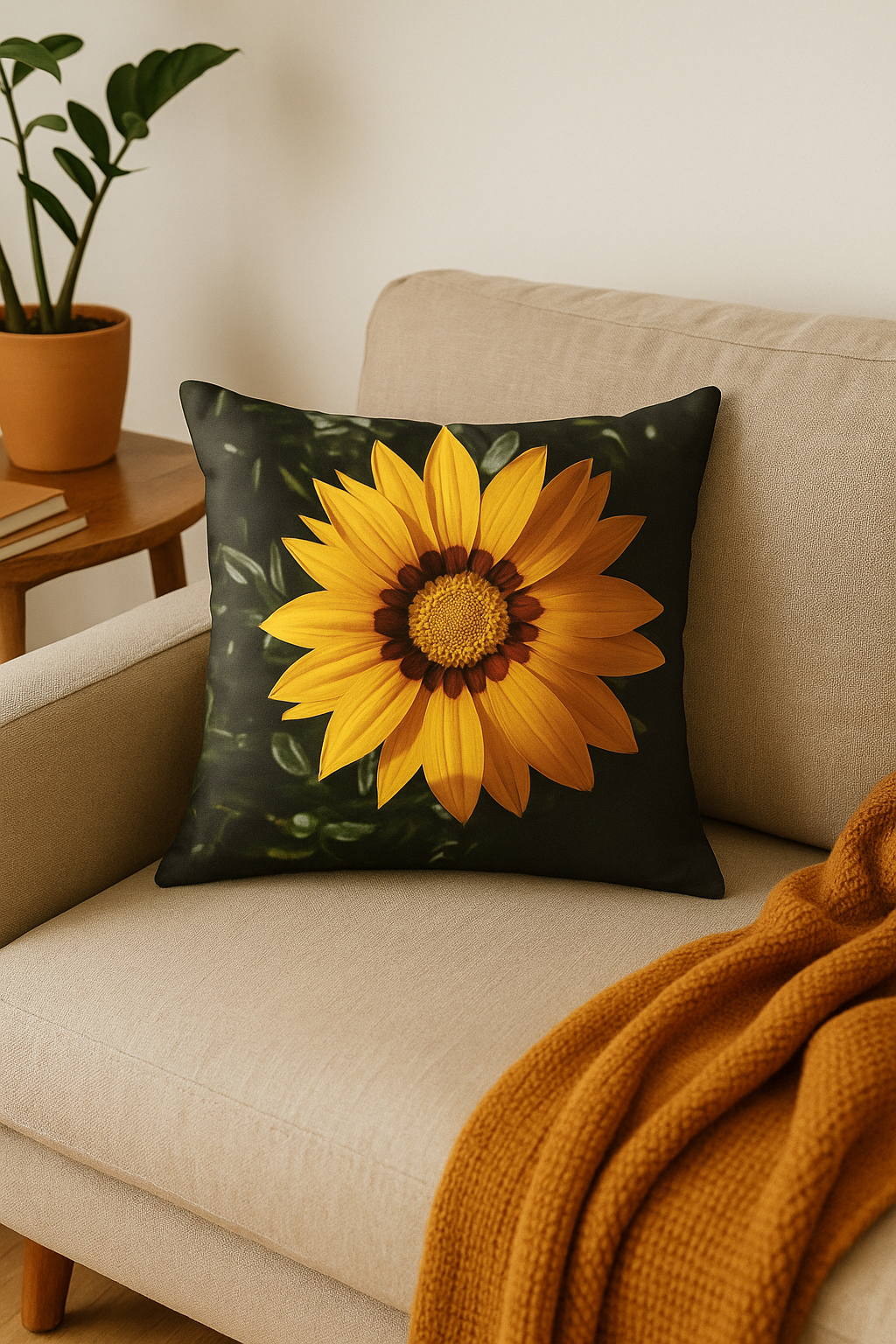 housse de coussin tournesol décoratif pour l'été - vue 3 sur 2