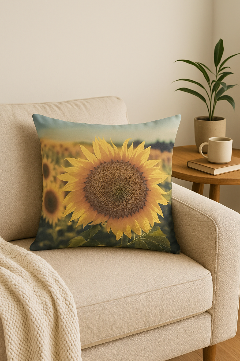 housse de coussin tournesol décorative pour l'été - vue 3 sur 2