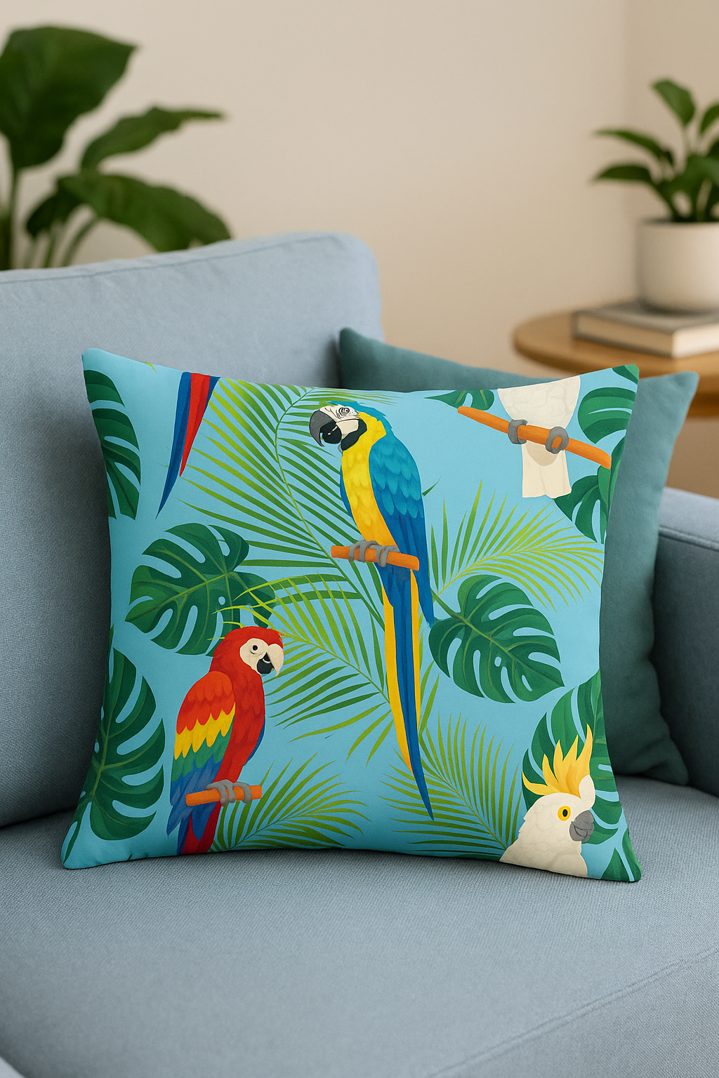 housse de coussin tropical motif perroquet pour un style coloré