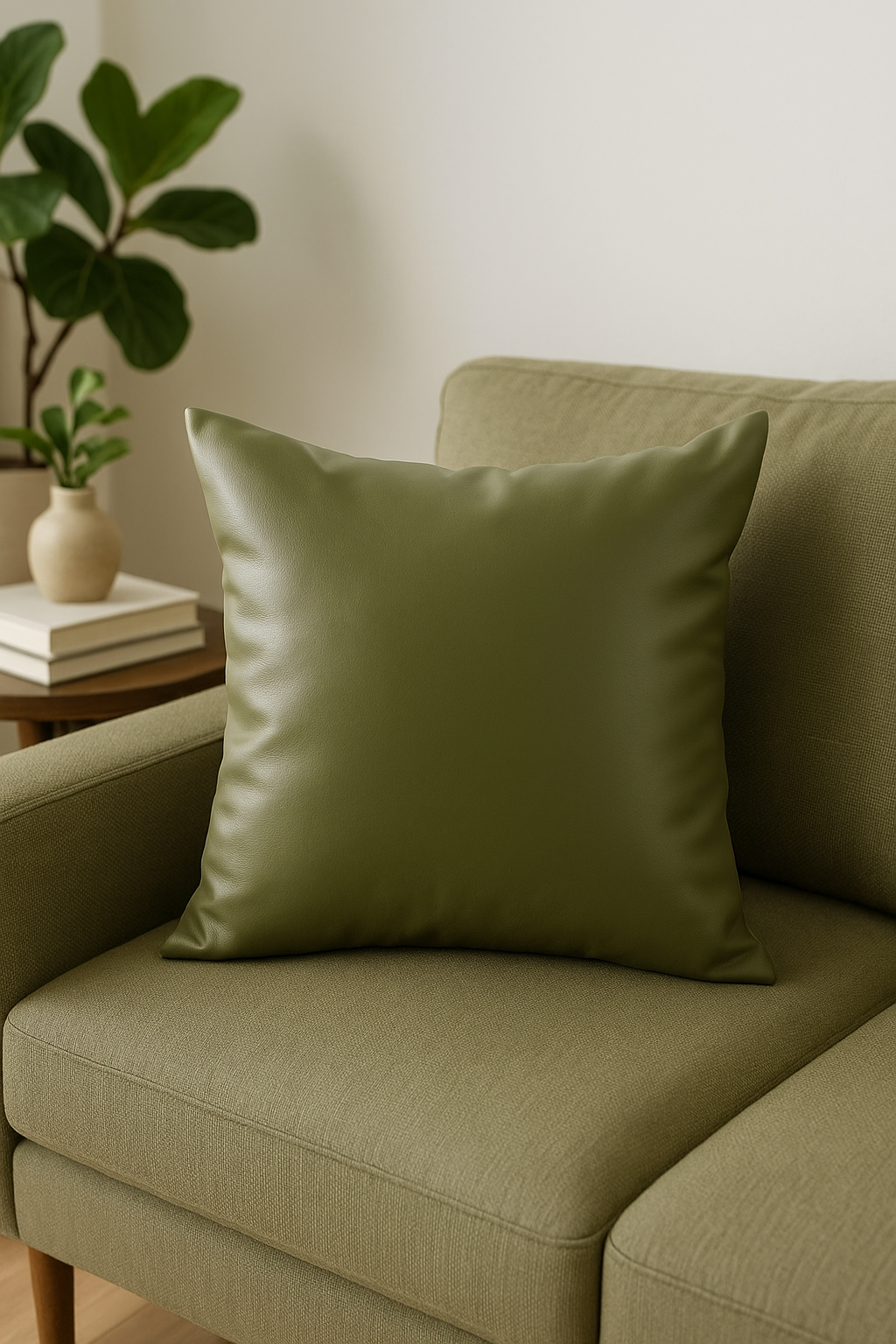 housse de coussin unie en similicuir pour décoration intérieure