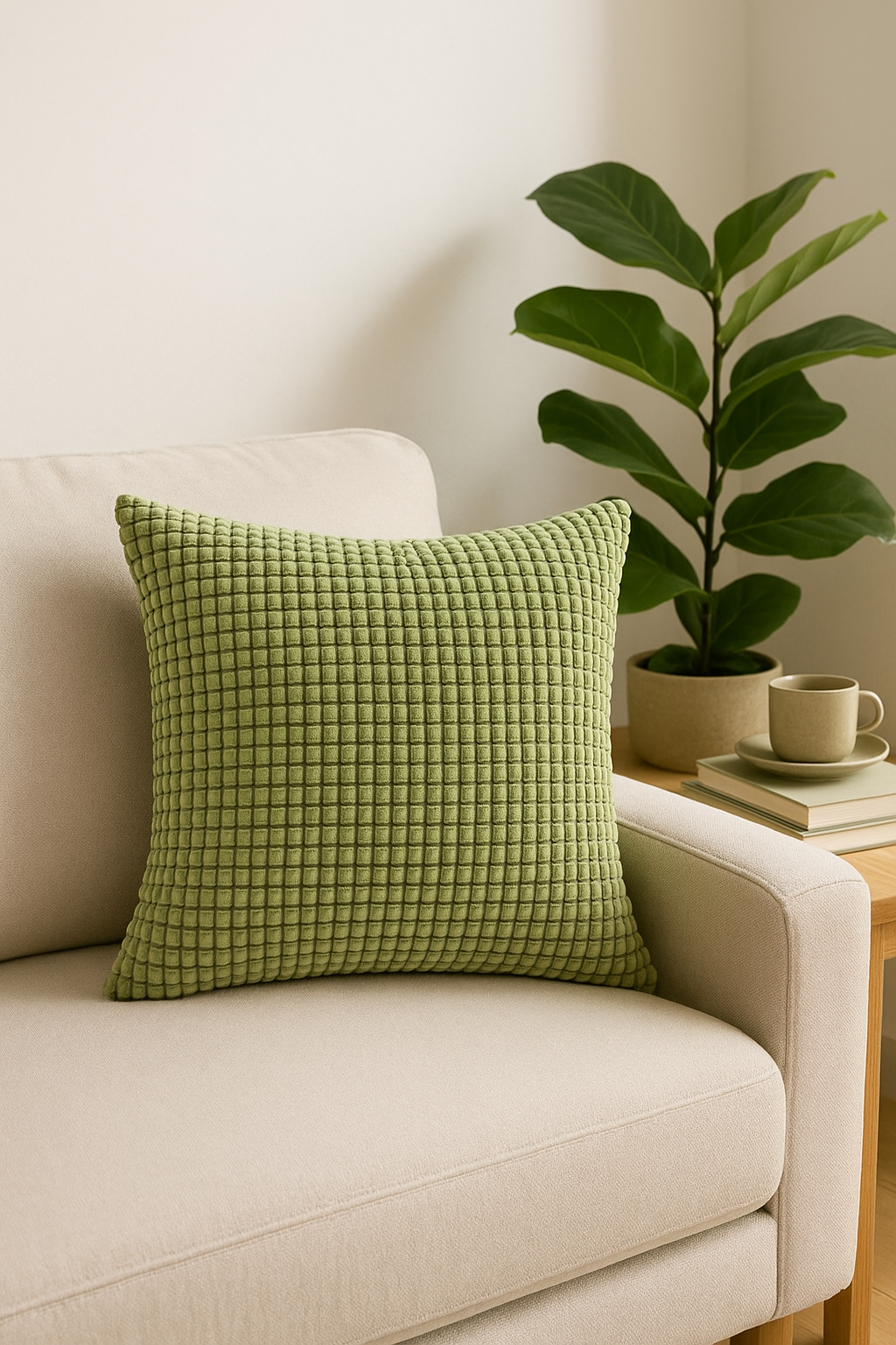 housse de coussin velours côtelé motif grain de maïs grande taille